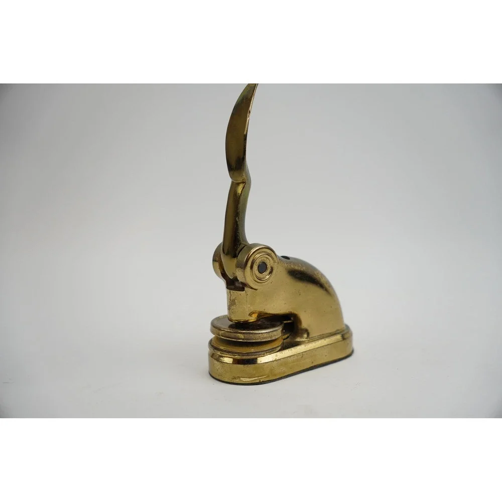 Vintage Brass Desk Embosser Paper Seal Press Gold Tone Good